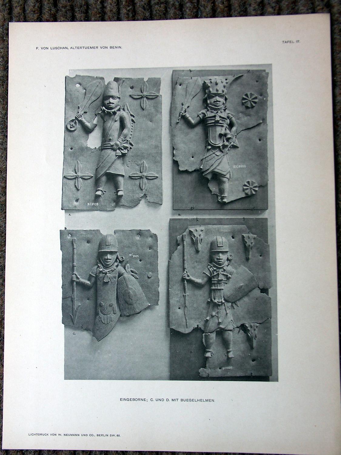 zz-lusc19,tafel 17 benin nigeria,bronze-platte mit figur (b-iiic08439